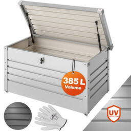 Gardebruk Metal Outdoor Storage Box With Lid, 385L Volume, Gas Lift, 120X62X63Cm, Lockable, Waterproof, 2 Keys, White - thumbnail 1