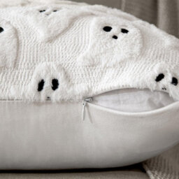 2Pcs Halloween Ghost White Throw Pillow Cover, 18 X 18 Inch Soft Plush Faux Fur Jacquard Spooky Cushion Case Decoration For Sofa - thumbnail 3
