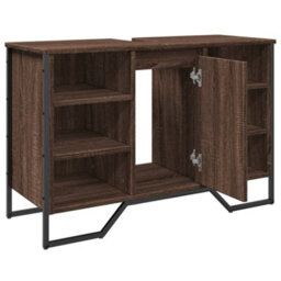 Berkfield Bathroom Sink Cabinet Brown Oak 91X35X60 Cm Engineered Wood - thumbnail 8
