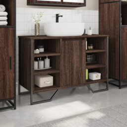 Berkfield Bathroom Sink Cabinet Brown Oak 91X35X60 Cm Engineered Wood - thumbnail 3
