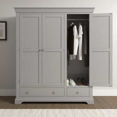 Seconique Bordeaux 3 Door Wardrobe Pebble Grey (Partially Assembled) - image 1