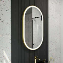 Harper & Harlow 1000X600 Pill Brushed Brass Led Illuminated Bathroom Mirror - thumbnail 8