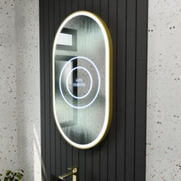 Harper & Harlow 1000X600 Pill Brushed Brass Led Illuminated Bathroom Mirror - thumbnail 2