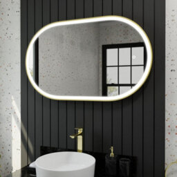 Harper & Harlow 1000X600 Pill Brushed Brass Led Illuminated Bathroom Mirror - thumbnail 4