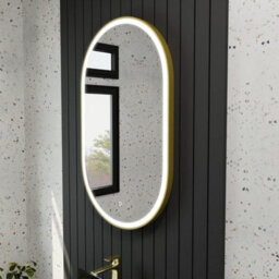 Harper & Harlow 1000X600 Pill Brushed Brass Led Illuminated Bathroom Mirror - thumbnail 1