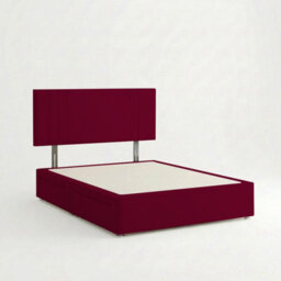Adore Designs Rio Plush Velvet Divan Bed, Headboard - 4Ft Small Double - Burgundy - 2 Drawers Same Side - thumbnail 2