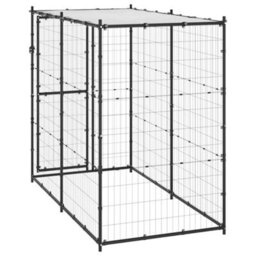 Vidaxl Outdoor Dog Kennel Steel With Roof 110X220X180 Cm - thumbnail 4