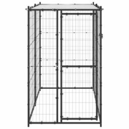 Vidaxl Outdoor Dog Kennel Steel With Roof 110X220X180 Cm - thumbnail 2