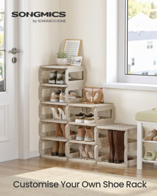 LEDREM Shoe Rack, Shoe Storage, 10 Compartments, Shoe Organiser, Narrow Shoe Shelf, Open Shelf For Hallway, Living Room, Bathroom - image 1