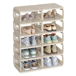 LEDREM Shoe Rack, Shoe Storage, 10 Compartments, Shoe Organiser, Narrow Shoe Shelf, Open Shelf For Hallway, Living Room, Bathroom - thumbnail 2