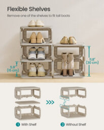 LEDREM Shoe Rack, Shoe Storage, 10 Compartments, Shoe Organiser, Narrow Shoe Shelf, Open Shelf For Hallway, Living Room, Bathroom - thumbnail 3