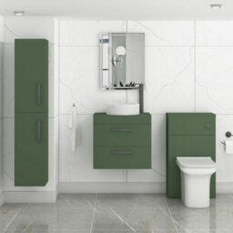 Royal Bathrooms Turin 800mm Wall Mounted Bathroom Vanity Unit With Sink 2 Drawer Matt Green & Round Countertop Basin - thumbnail 3