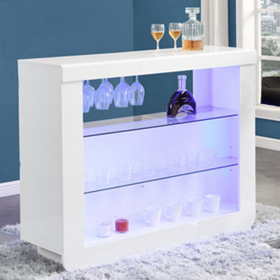 Furniture in Fashion Fiesta High Gloss Bar Table Unit In White With Led Lighting - image 1