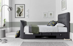 Europa Kaydian Falstone Tv Bed: Classic Design With Hidden Tv Storage And Ottoman Storage Slate Grey Fabric - thumbnail 2