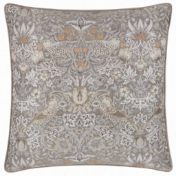 Morris & Co Strawberry Thief Embroidered Velvet Cushion Cover - thumbnail 1