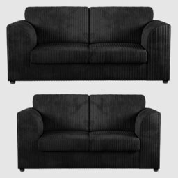 Jumbo Cord Black 3+2 Sofa Set (Full Back) - thumbnail 1