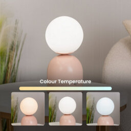 Valuelights Marlow Rechargeable Touch Button Table Lamp With Opal Globe Lampshade - Blush Pink - thumbnail 5