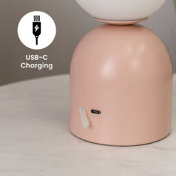 Valuelights Marlow Rechargeable Touch Button Table Lamp With Opal Globe Lampshade - Blush Pink - thumbnail 4