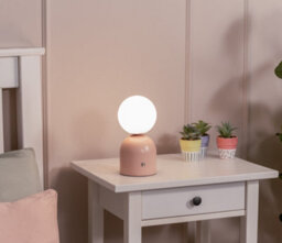 Valuelights Marlow Rechargeable Touch Button Table Lamp With Opal Globe Lampshade - Blush Pink - thumbnail 9