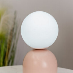 Valuelights Marlow Rechargeable Touch Button Table Lamp With Opal Globe Lampshade - Blush Pink - thumbnail 8