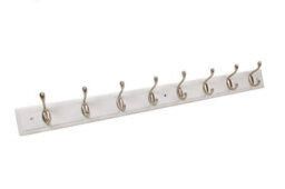 Keypak 8 Hook Wall Mounted Coat Rack Satin Nickel Double Hooks  84Cm White Board Ideal For Bedrooms, Hallways & Office - thumbnail 2