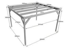 Arbor Garden Solutions Box Pergola, Wooden Diy Kit , 3M X 3M (Natural Finish) - thumbnail 2