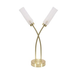Valuelights Maya 2 Way Curved Arm Cross Over Brushed Gold Table Lamp For Living Room Hallway Bedside Light - Led Bulbs Included - thumbnail 2