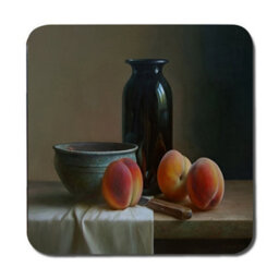 Benjamin Tate Design Peaches Still Life Placemats And Coaster Set With Ceramic Bowl - thumbnail 3
