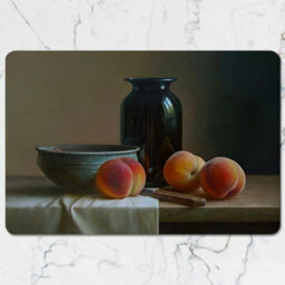 Benjamin Tate Design Peaches Still Life Placemats And Coaster Set With Ceramic Bowl - thumbnail 2