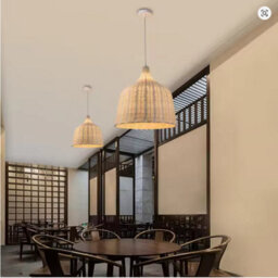 Vintage Bamboo Rattan Pendant Light  Handmade Farmhouse Lamp Shade For Wedding & Restaurant Deco - thumbnail 4