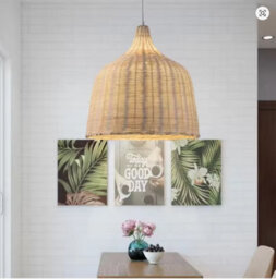 Vintage Bamboo Rattan Pendant Light  Handmade Farmhouse Lamp Shade For Wedding & Restaurant Deco