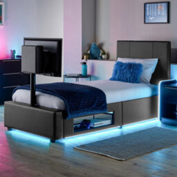 X Rocker Xr Living Ava Pu Single Tv Bed With Underbed Lights- Grey