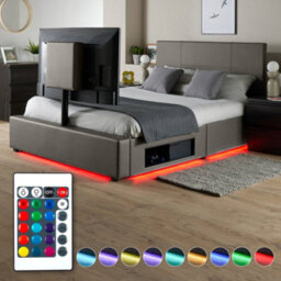 X Rocker Xr Living Ava Pu Single Tv Bed With Underbed Lights- Grey - thumbnail 6