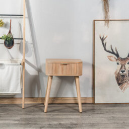 Nordlys 1-Drawer Wood Nightstand Classic Style Bedroom - thumbnail 4