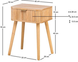 Nordlys 1-Drawer Wood Nightstand Classic Style Bedroom - thumbnail 6