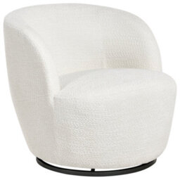 Beliani Swivel Armchair Kuolpa Chenille Off-White - thumbnail 1