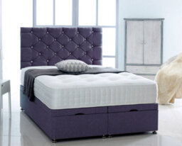 Comfy Deluxe 6Ft Superking Purple Chenille  Foot Lift Ottoman Bed With Headboard & Mattress - thumbnail 1