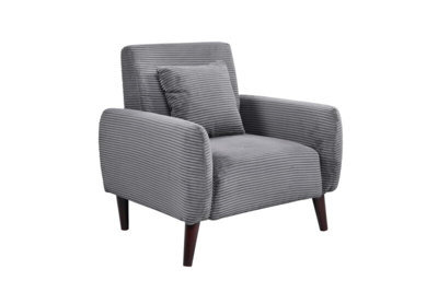 Comfy Living Grey Jumbo Cord 1 Seater Chair