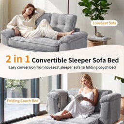 2 Seater Pull Out Sofa Bed Convertible Sleeper Couch - thumbnail 3