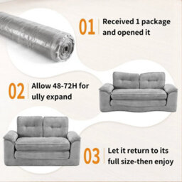 2 Seater Pull Out Sofa Bed Convertible Sleeper Couch - thumbnail 4