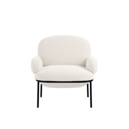Wyld Haus Tritta Curved Ivory Sherpa Boucle Chair With Black Metal Legs - thumbnail 2