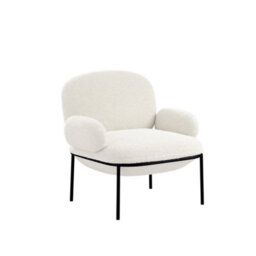 Wyld Haus Tritta Curved Ivory Sherpa Boucle Chair With Black Metal Legs - thumbnail 3