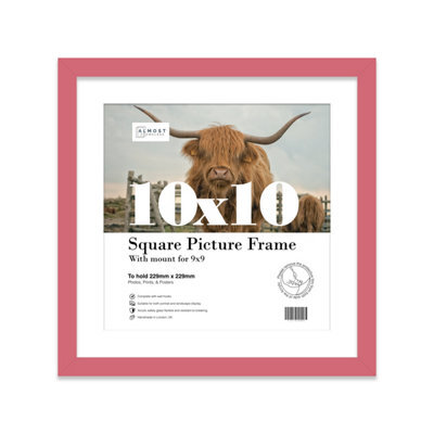 "10X10"" Pink Picture Frame - 10X10"" Square Frame With 9X9"" Mount For 10X10""/9X9"" Pictures Moderrn Style Thin Edge, 1 Pack" - image 1
