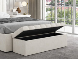 Leo Cream Velvet Ottoman Bench - thumbnail 2
