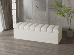 Leo Cream Velvet Ottoman Bench - thumbnail 3