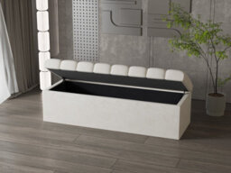 Leo Cream Velvet Ottoman Bench - thumbnail 4