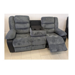 Rio Fabric Recliner 3 & 2 Seater Sofa Set Black-Grey - thumbnail 4