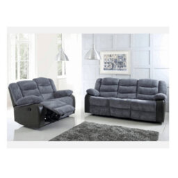 Rio Fabric Recliner 3 & 2 Seater Sofa Set Black-Grey - thumbnail 3