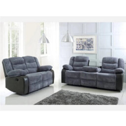 Rio Fabric Recliner 3 & 2 Seater Sofa Set Black-Grey - thumbnail 2