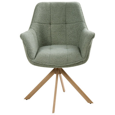 Wyld And Coco Nordic Nest Swivel Dining Chair - Light Green Bouclé Upholstered - image 1